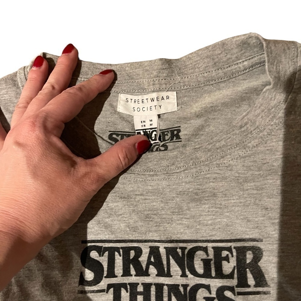 EUC Streetwear Society Stranger Things shirt, heather grey, size medium. - Picture 8 of 9